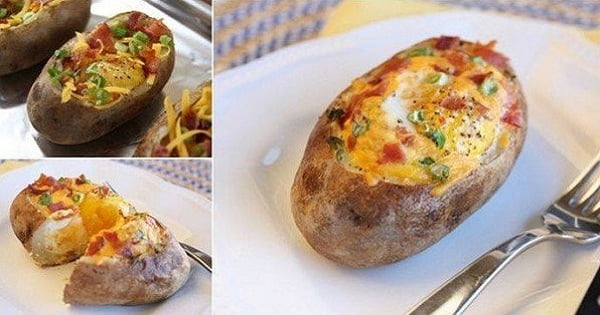 Запеченный картофель с яйцами